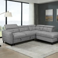 Grey corner sofa with modern design and plush cushions in a stylish living room setting