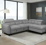 Grey corner sofa with modern design and plush cushions in a stylish living room setting