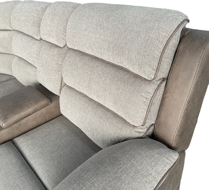 Two-tone fabric sofa with plush cushions and a modern design for stylish comfort