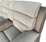 Two-tone fabric sofa with plush cushions and a modern design for stylish comfort