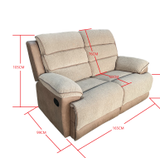 Two-tone fabric loveseat with plush cushions and modern design for stylish comfort