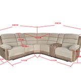 Jessica Corner Sofa in a light beige fabric with plush seating and built-in cup holders