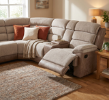 Jessica Corner Sofa in a cozy living room setting with plush cushions and a reclining feature