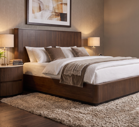 Cleo 5ft bed with a stylish headboard, soft bedding, and cozy decor in a modern bedroom setting