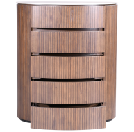 Cleo Chest featuring a modern design with four spacious drawers in a warm wood finish