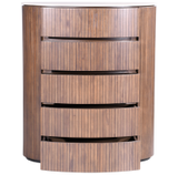 Cleo Chest featuring a modern design with four spacious drawers in a warm wood finish