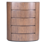 Cleo Chest featuring a modern design with five spacious drawers and a sleek wood finish