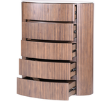 Cleo Chest featuring a modern design with curved edges and multiple spacious drawers