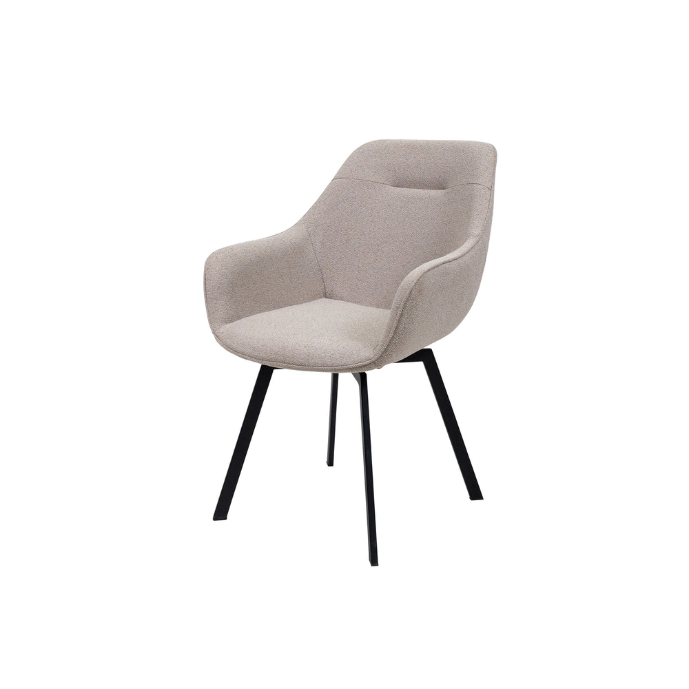 Elegant Swivel Dining Chair in Stone Fabric - 180 Degree Movement