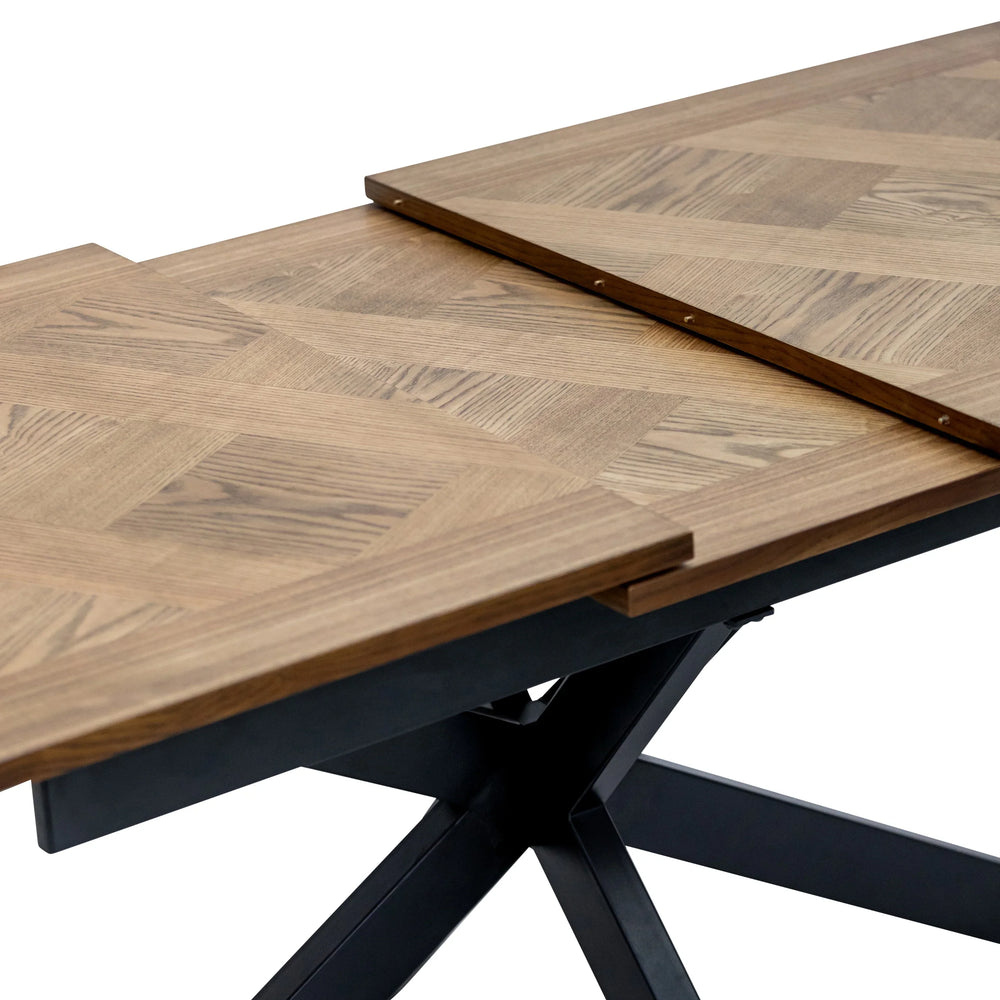 Medium Oak Veneer 1.6m Extending Dining Table with 0.4m Leaf