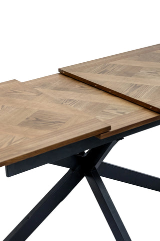 Medium Oak Veneer 1.6m Extending Dining Table with 0.4m Leaf