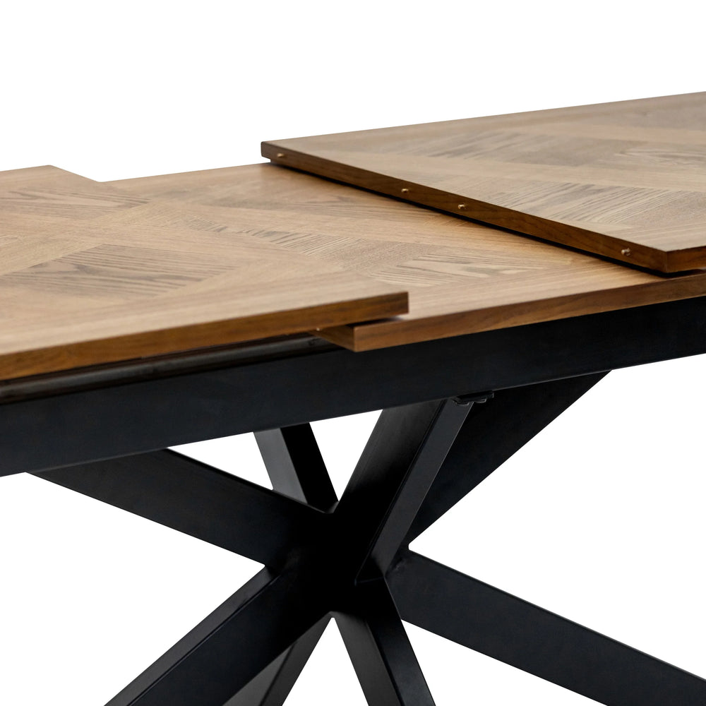 Medium Oak Veneer 1.6m Extending Dining Table with 0.4m Leaf