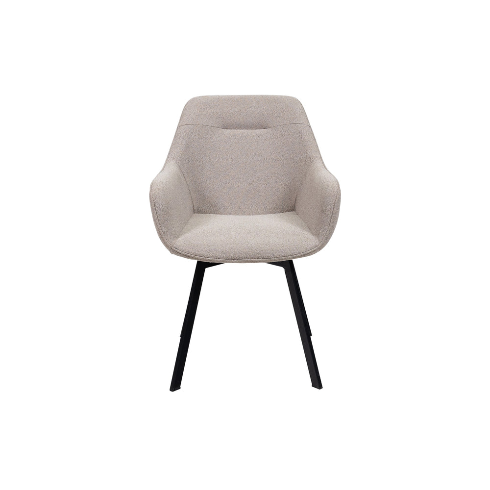 Elegant Swivel Dining Chair in Stone Fabric - 180 Degree Movement