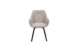 Elegant Swivel Dining Chair in Stone Fabric - 180 Degree Movement