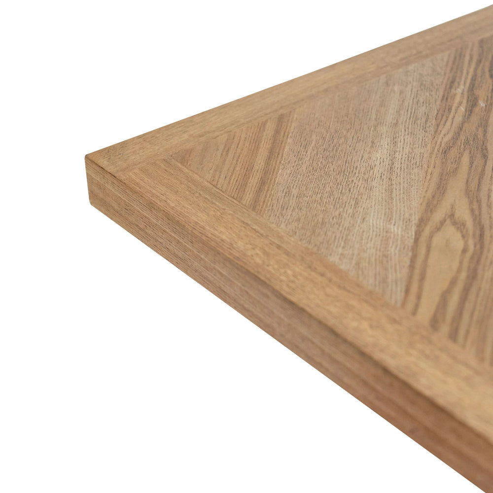 Herringbone Dining Table - 1.4m Medium Ash Veneer with Black Legs