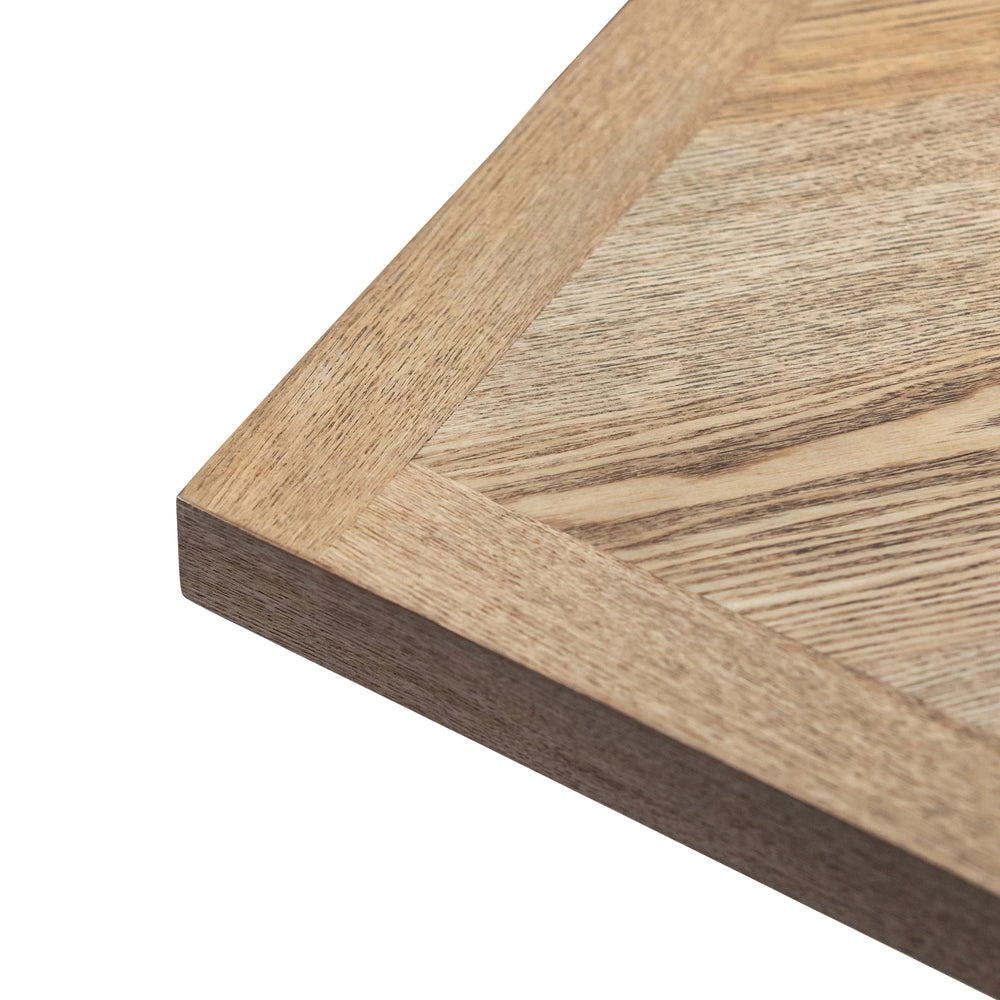 Herringbone Dining Table - 1.4m Medium Ash Veneer with Black Legs