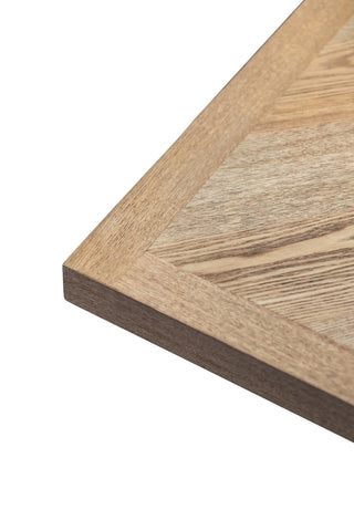 Herringbone Dining Table - 1.4m Medium Ash Veneer with Black Legs