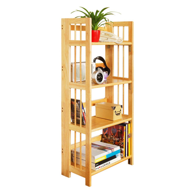 Golden Hevea Wood Folding Shelf