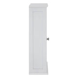 Tall, white cabinet with a mirrored front and a single door, featuring a simple, elegant design and a small round handle. The cabinet has a smooth finish and is suitable for home furniture decor