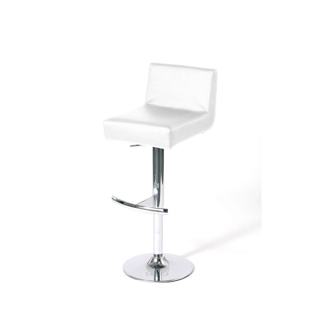 Sleek White Leather Bar Stool