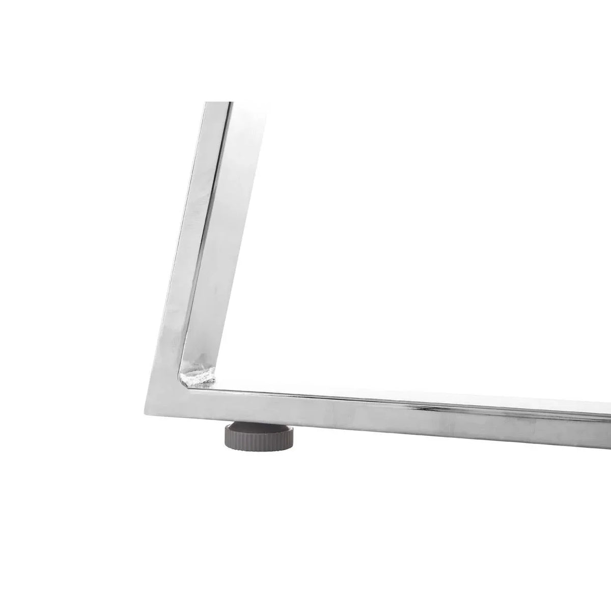 Chrome metal table leg with adjustable black floor protector