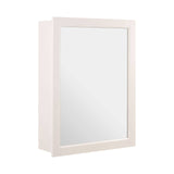Mirrored wall cabinet with a sleek white frame, featuring a rectangular mirror front and two inner shelves for storage. The cabinet has a minimalist design suitable for various home decor styles