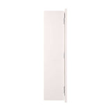 Tall, narrow wall cabinet featuring a mirrored front and two inner shelves. The cabinet has a sleek design with a light finish, suitable for various home decor styles