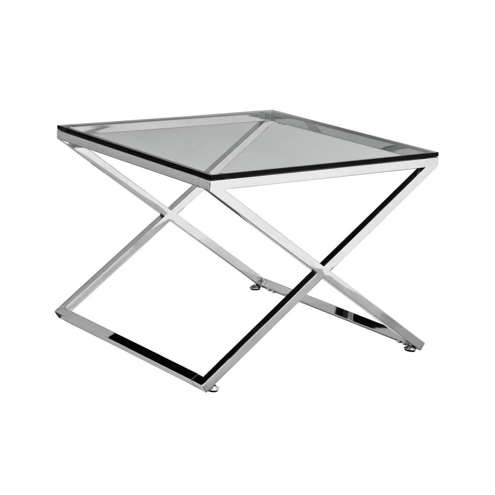 Criss Cross Glass End Table