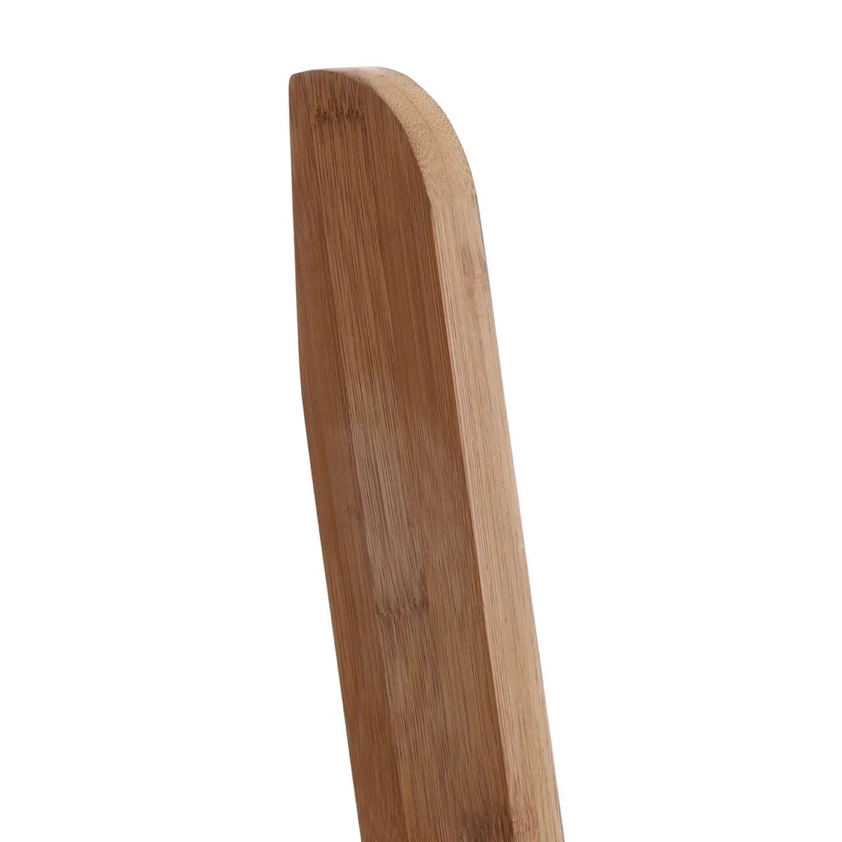 Close-up of wooden furniture leg with natural finish and rounded edge