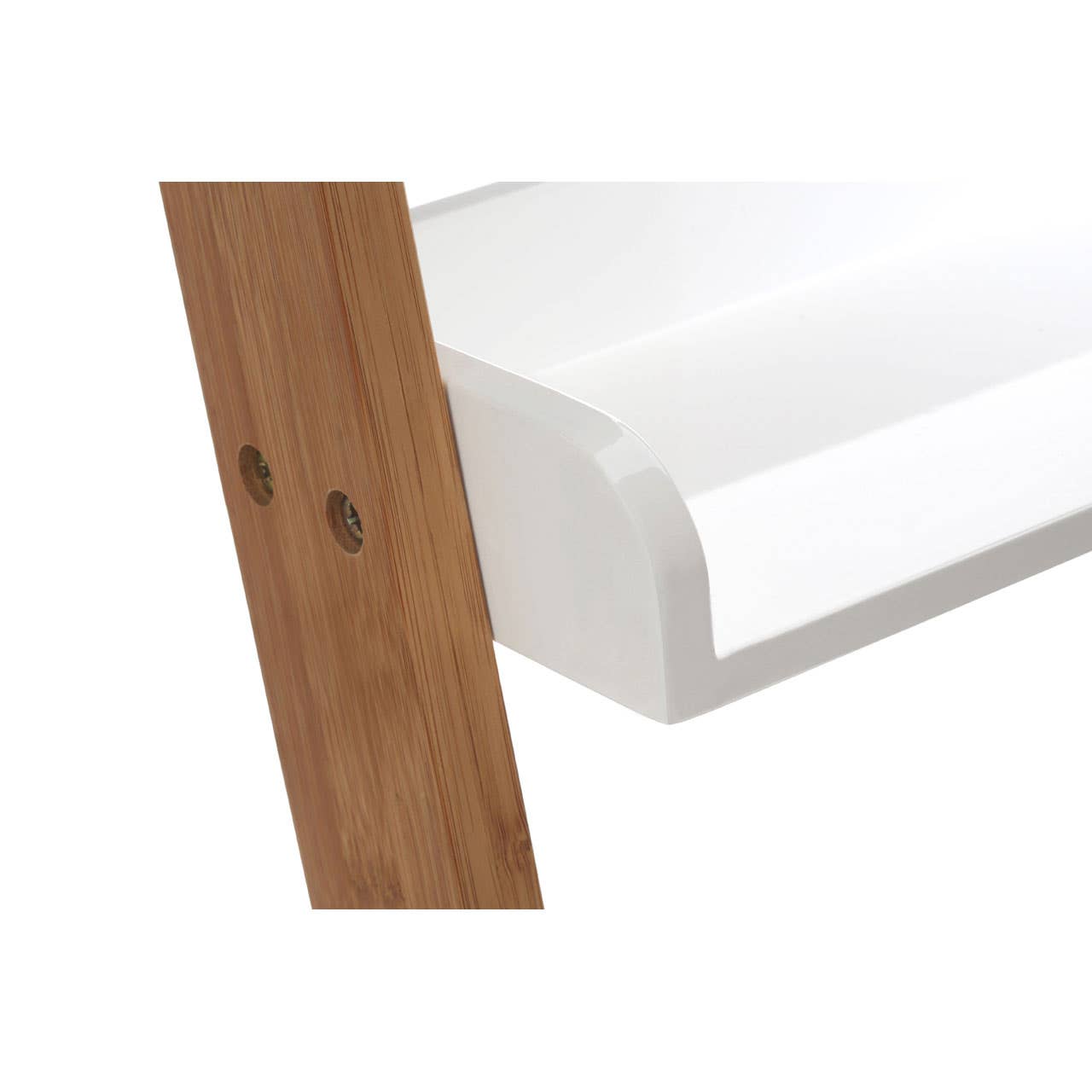 Glossy Wood Ladder Shelf
