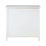 A white chest of drawers featuring six spacious drawers, designed with a smooth top surface and a simple, modern aesthetic. The chest stands on four legs and has a clean, minimalist look suitable for various home decor styles