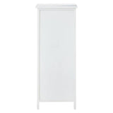 A tall, white chest of drawers featuring five spacious drawers, each with a simple handle, and a smooth top surface. The design is sleek and modern, suitable for various home decor styles
