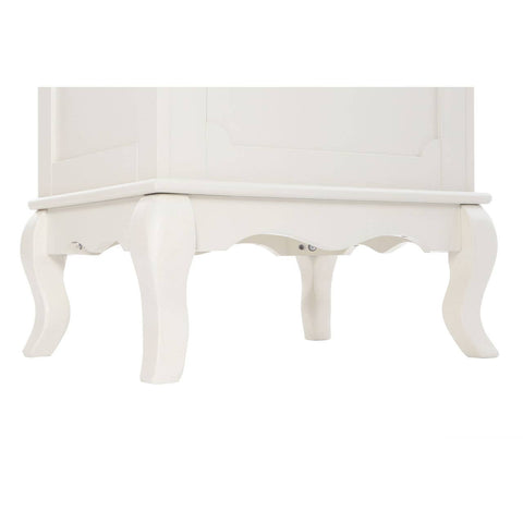 Ivory finish laundry hamper with a lift-up lid and elegantly curved legs, showcasing a classic design suitable for home decor