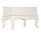 Ivory finish laundry hamper with a lift-up lid and elegantly curved legs, showcasing a classic design suitable for home decor