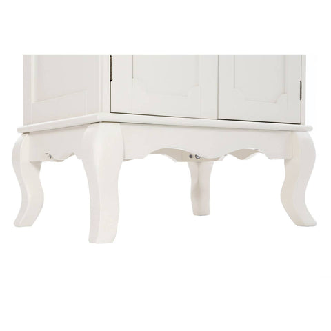 Ivory finish cabinet with double doors and decorative curved legs, featuring a classic design suitable for home furniture