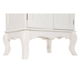 Ivory finish cabinet with double doors and decorative curved legs, featuring a classic design suitable for home furniture