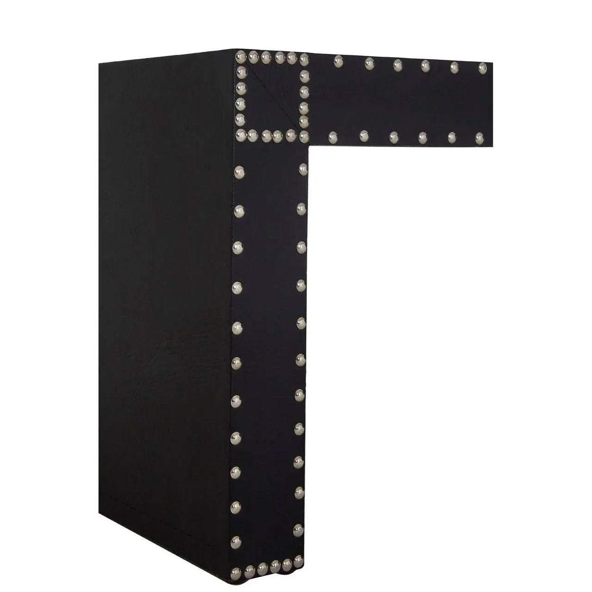 Black furniture table leg with silver stud detailing, modern rectangular design