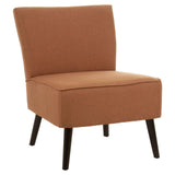 Rust brown fabric accent chair with black legs and modern armless design