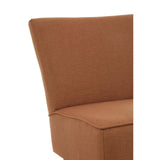 Close-up of brown fabric sofa seat and angled backrest upholstery