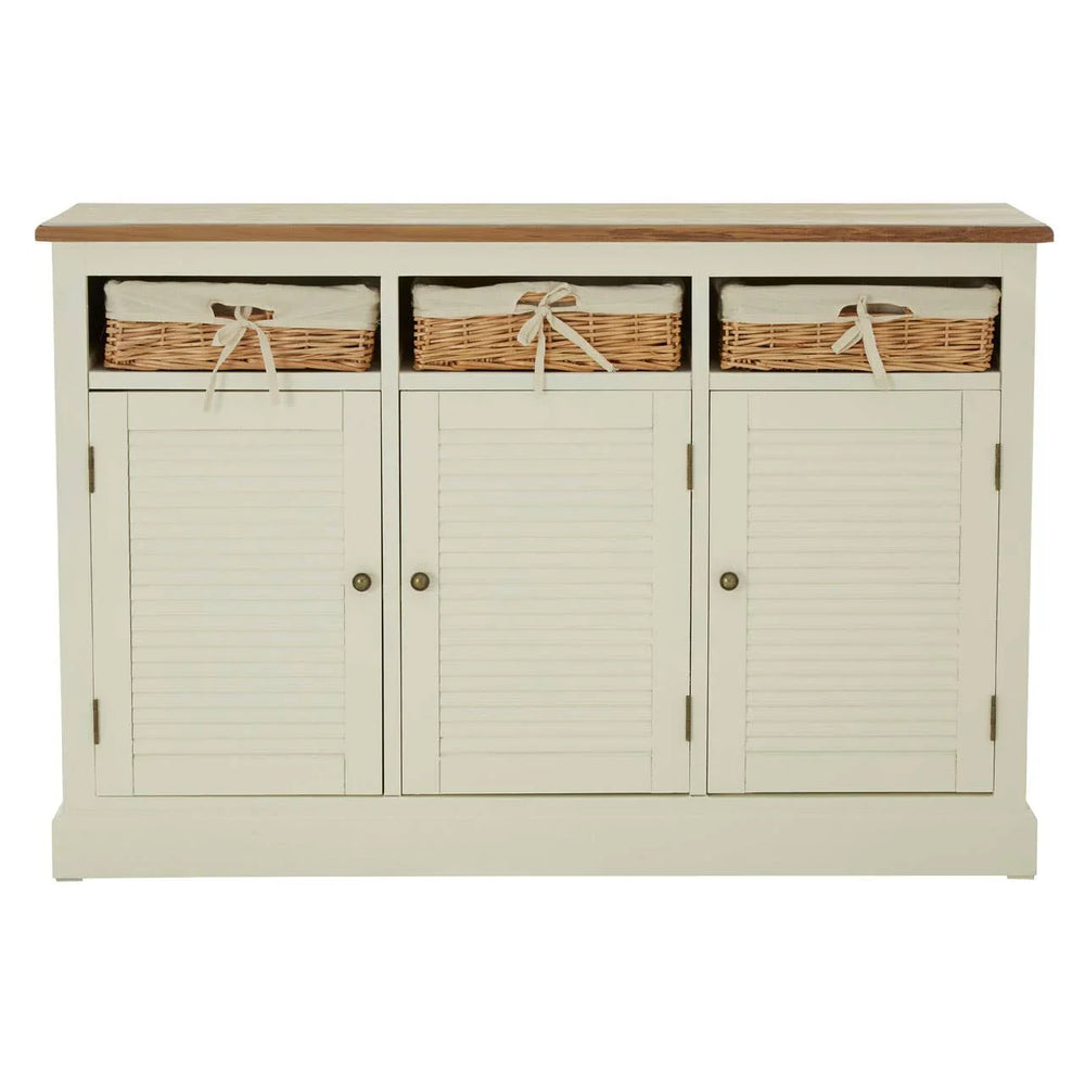 Cream Sideboard with Rattan Baskets - Dorset Collection