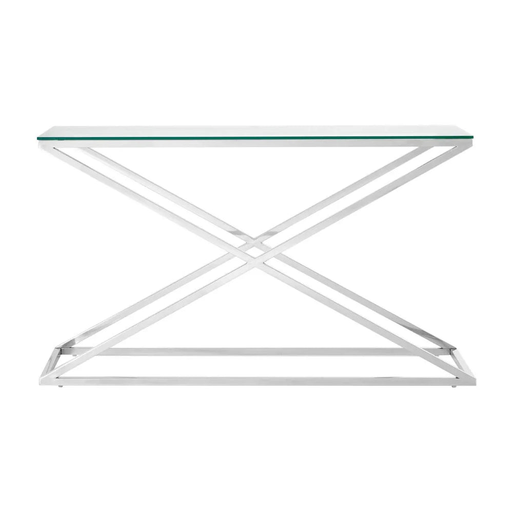 Criss Cross Glass Console Table