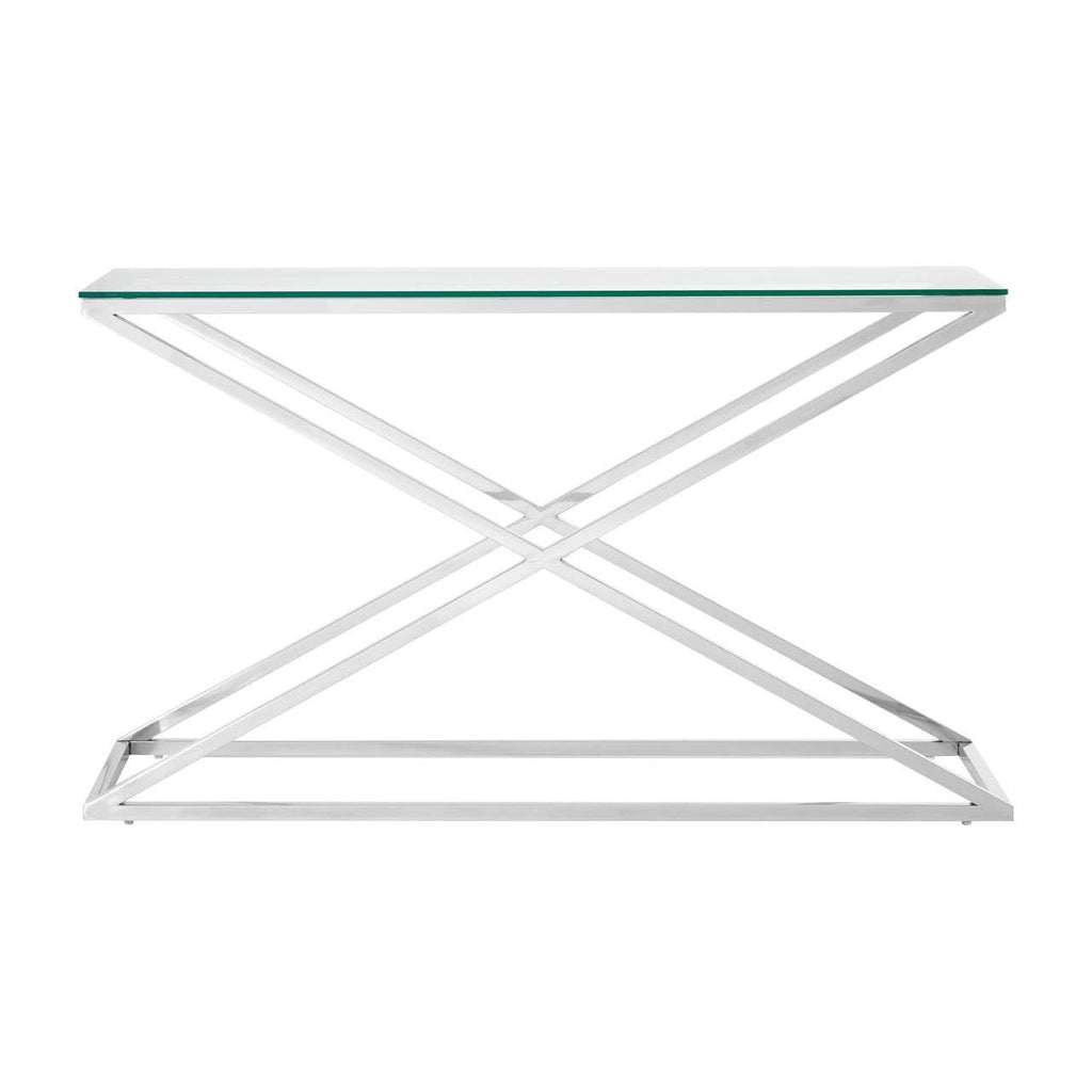 Criss Cross Glass Console Table