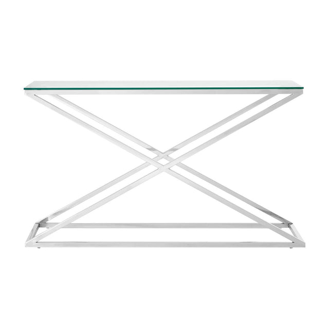 Criss Cross Glass Console Table