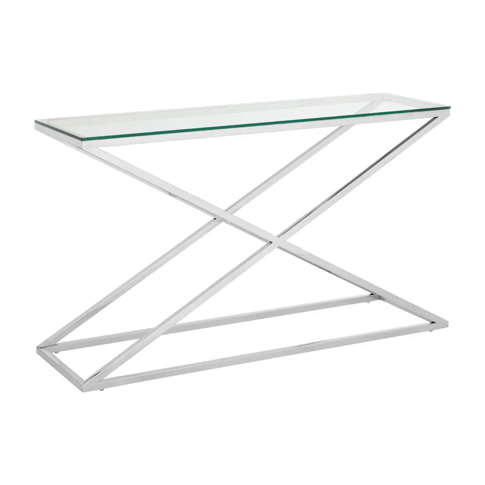 Criss Cross Glass Console Table