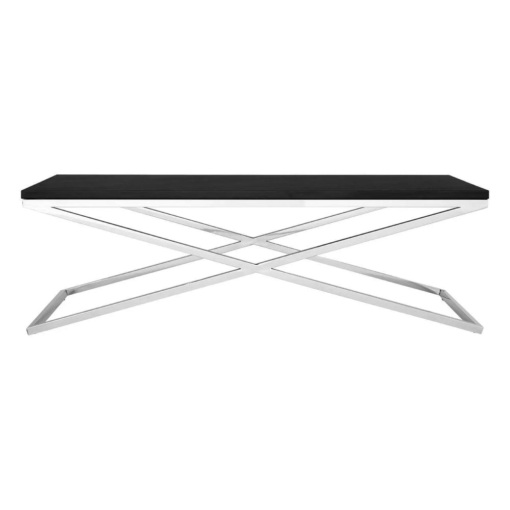 Sleek Black Leather Coffee Table