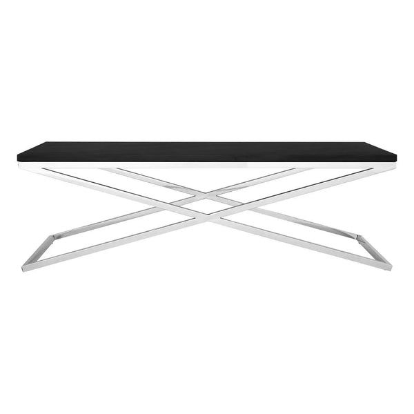 Sleek Black Leather Coffee Table