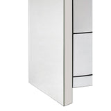 Curved tall boy drawers featuring a sleek, modern design with a smooth white finish and minimalist silver handles. The image shows the side view, highlighting the clean lines and contemporary aesthetic of the furniture piece