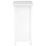 White wooden cabinet side panel with simple frame detail