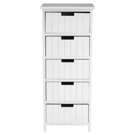 New England White Mdf 5 Drawers Chest