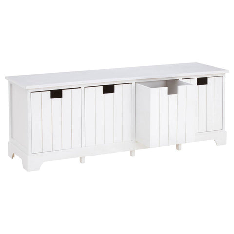 Coastal White Drawer Bench